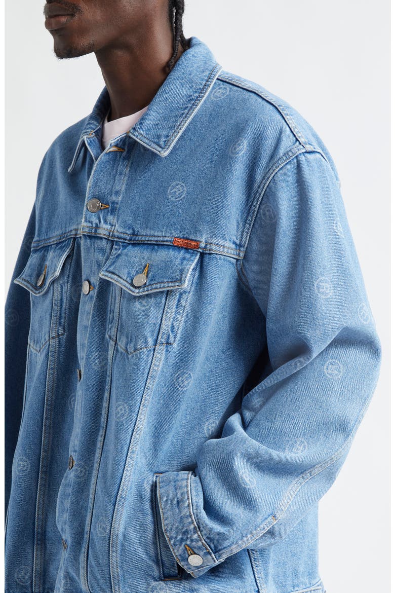 Oversize Denim Trucker Jacket, Alternate, color, ALL OVER BLUE