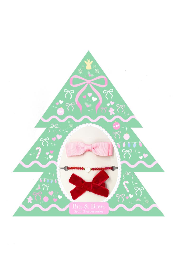 Christmas Tree Bows & Bracelet Gift Set, Main, color, Red