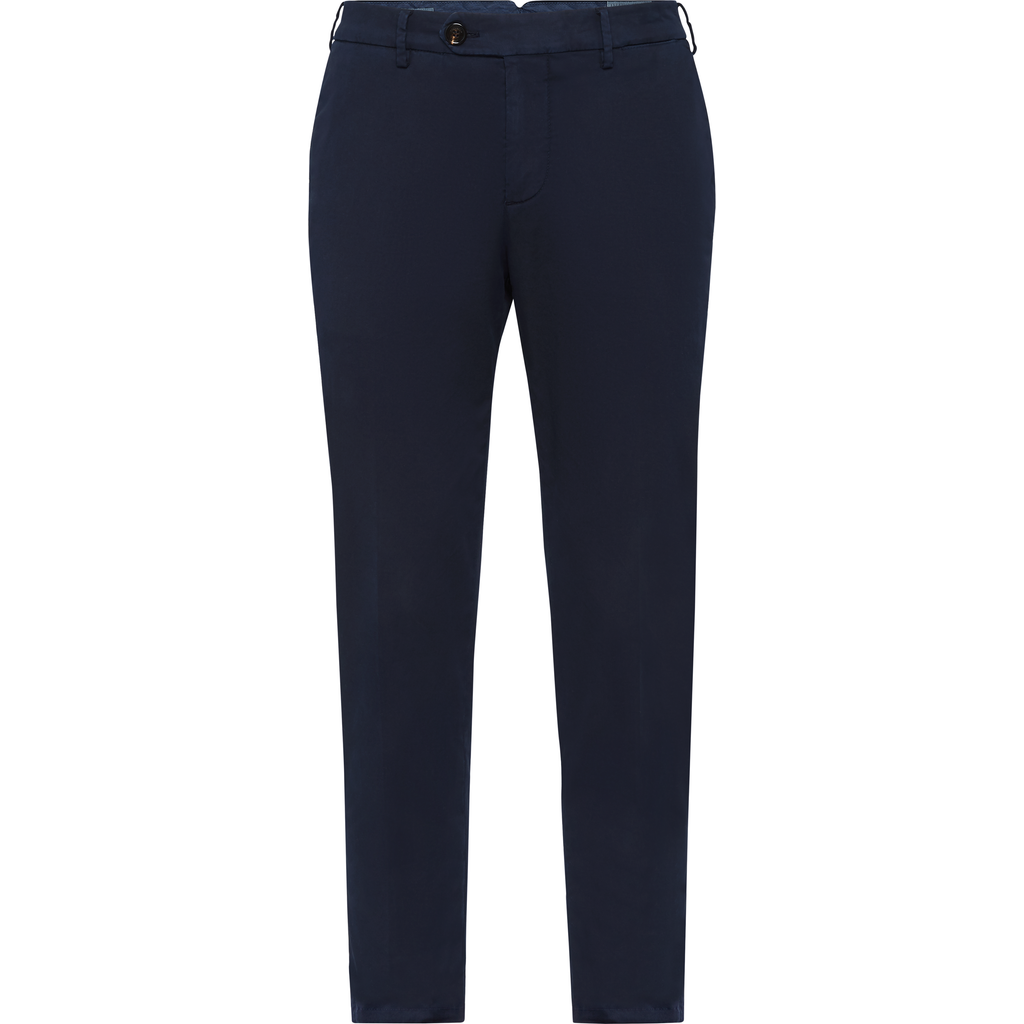 Brunello Cucinelli Gabardine Garment Dyed Trousers In Navy Blue