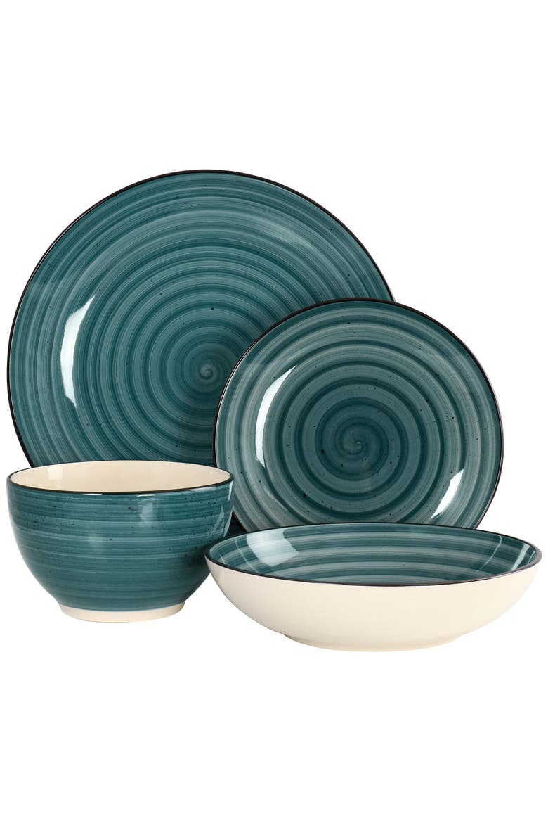 Gia 24 Piece Round Stoneware Dinnerware Set, Alternate, color, White