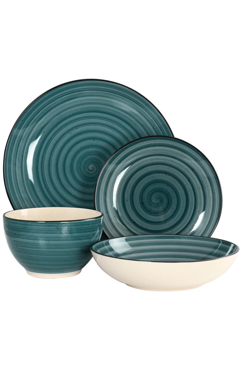 Elama Gia 24 Piece Round Stoneware Dinnerware Set, Alternate, color, White
