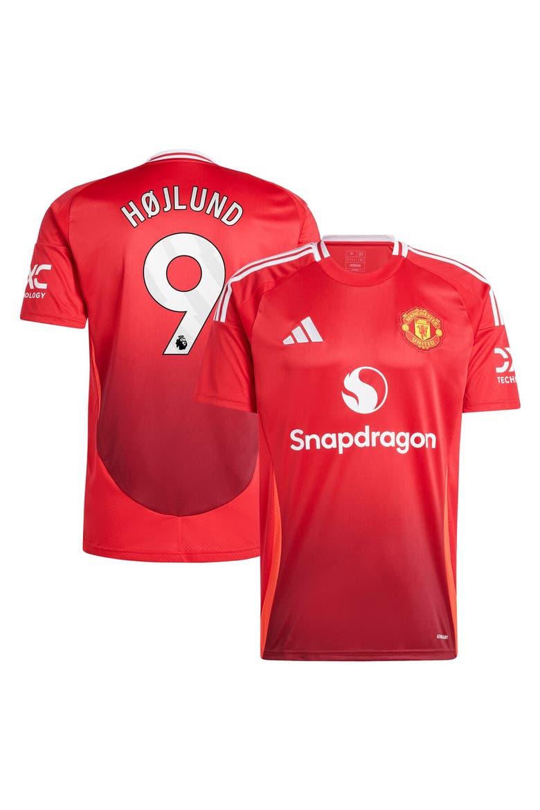 Men's adidas Rasmus Højlund Red Manchester United 2024/25 Home Replica Player Jersey, Main, color, Red