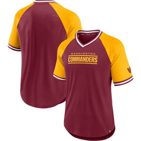 Men's Fanatics Branded Burgundy/Gold Washington Commanders Second Wind Raglan V-Neck T-Shirt