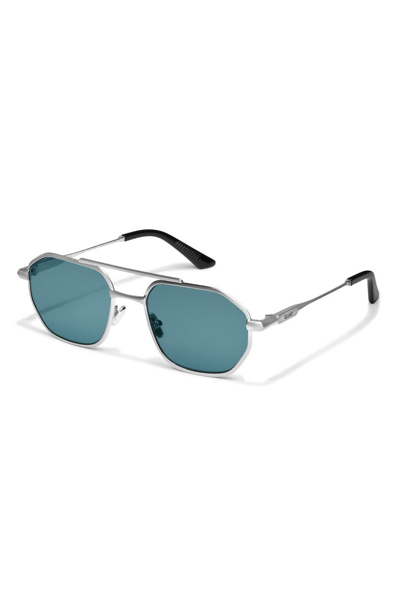 QUAY En Route 57mm Aviator Sunglasses, Alternate, color, Brushed Silver/Turquoise