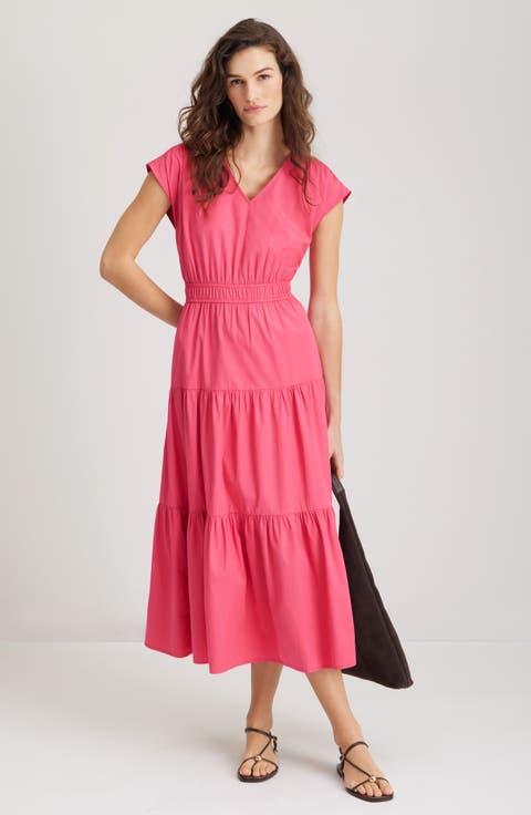 Tiered Poplin Maxi Dress
