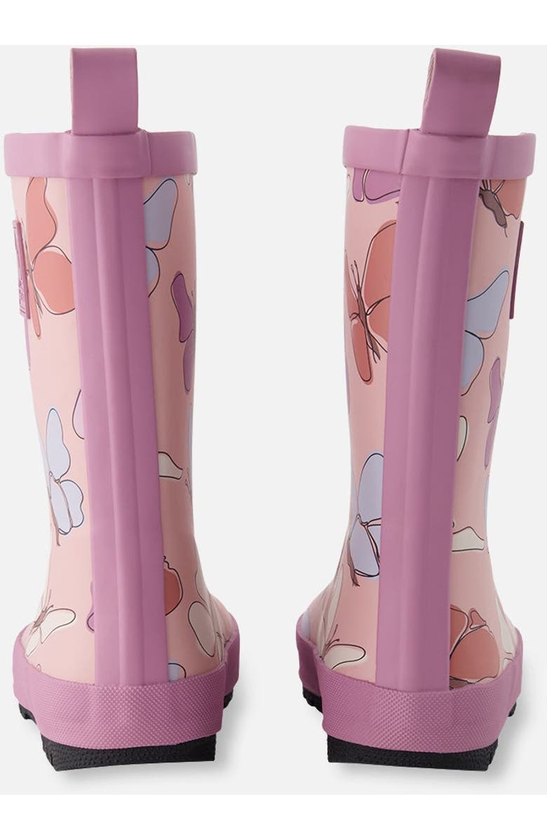 Deux par Deux Waterproof Butterfly Rain Boots in Natural Rubber, Alternate, color, Pink Butterfly Print