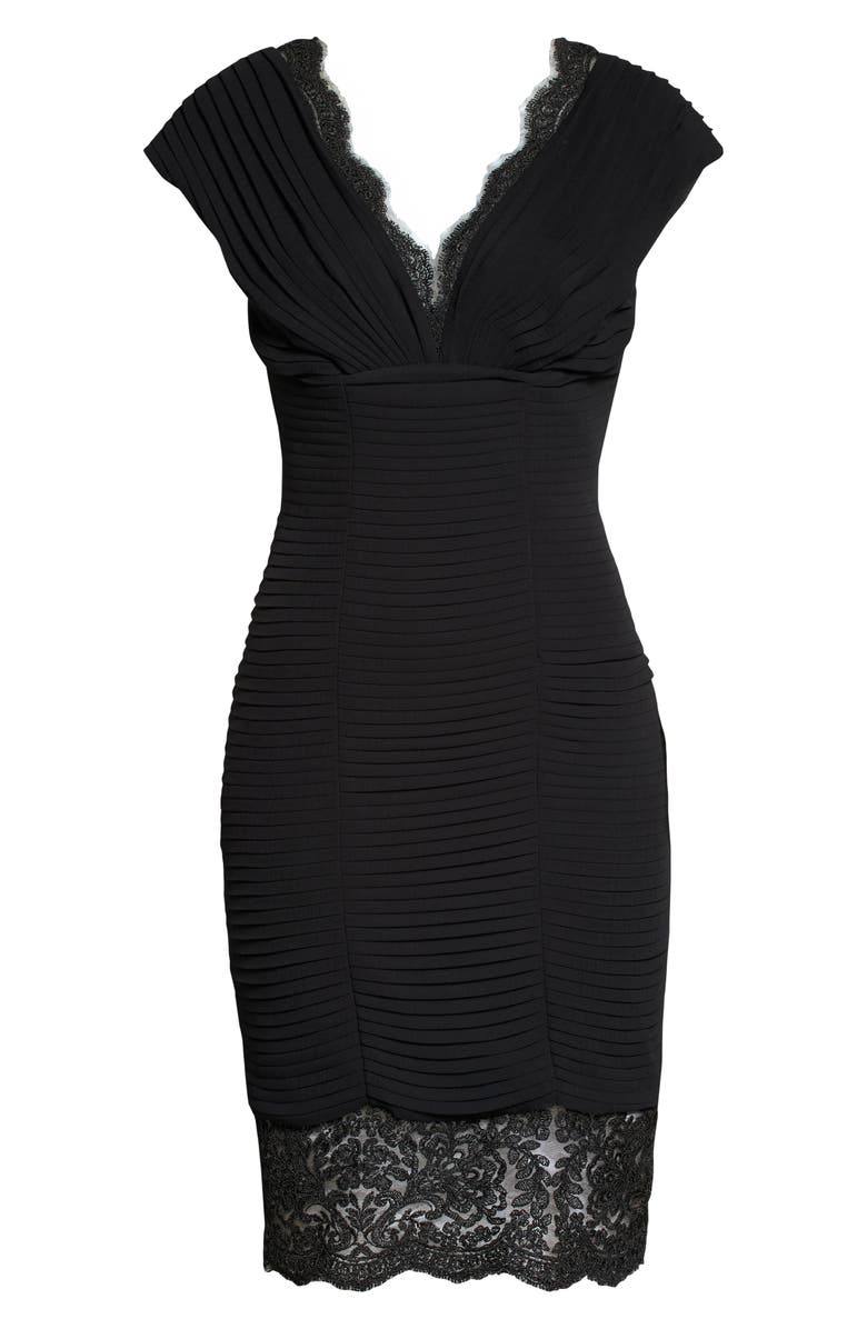 Tadashi Shoji Soft Pleated Cap Sleeve V-Neck Sheath Dress, Alternate, color,