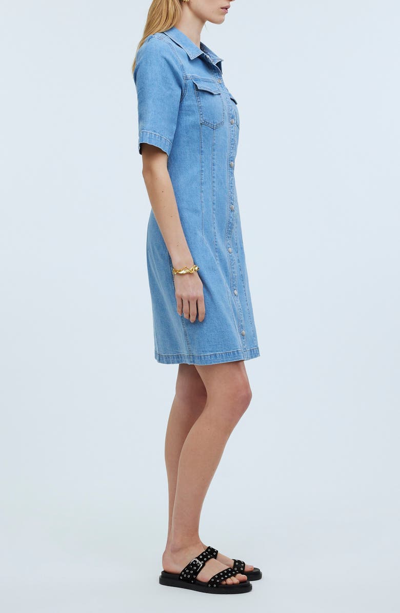 Madewell Seamed Denim Mini Shirtdress, Alternate, color, 