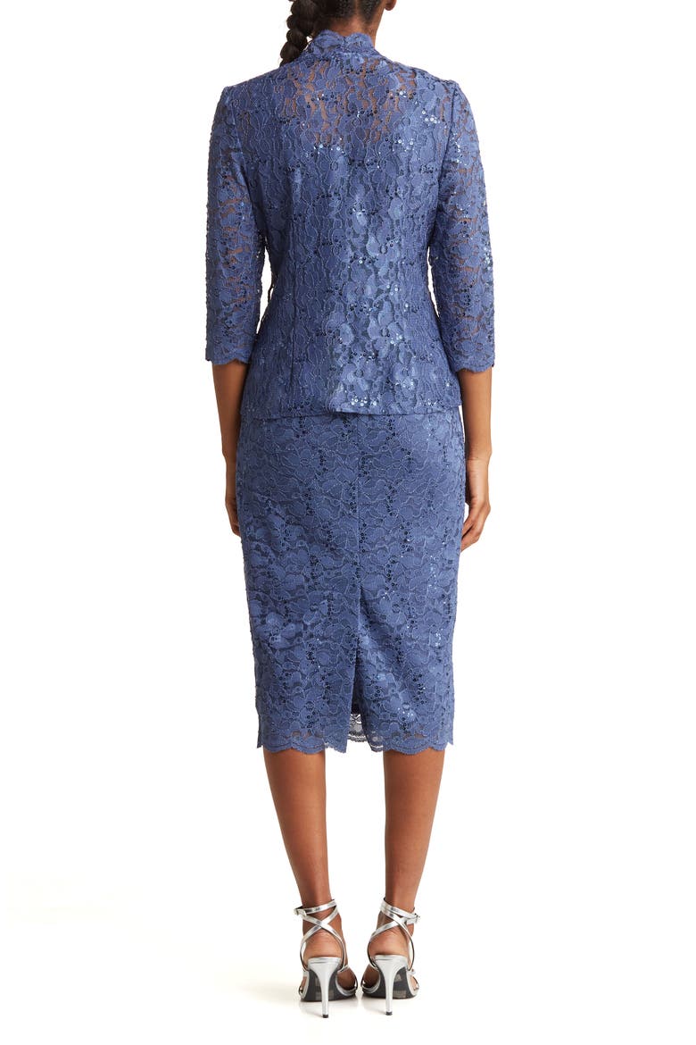 Lace Dress & Jacket Two-Piece Set, Alternate, color, WEDGEWOOD