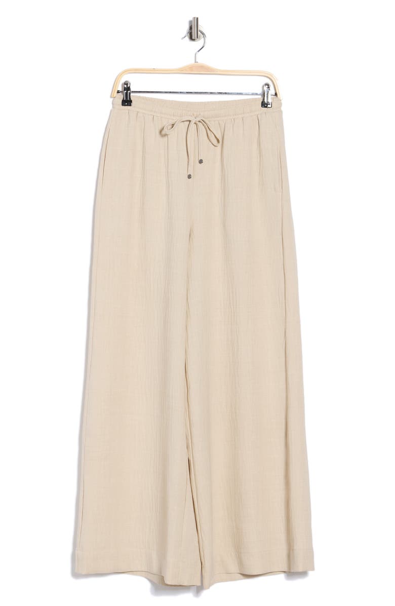 MAX STUDIO Woven Drawstring Pants, Alternate, color, Heather Oatmeal