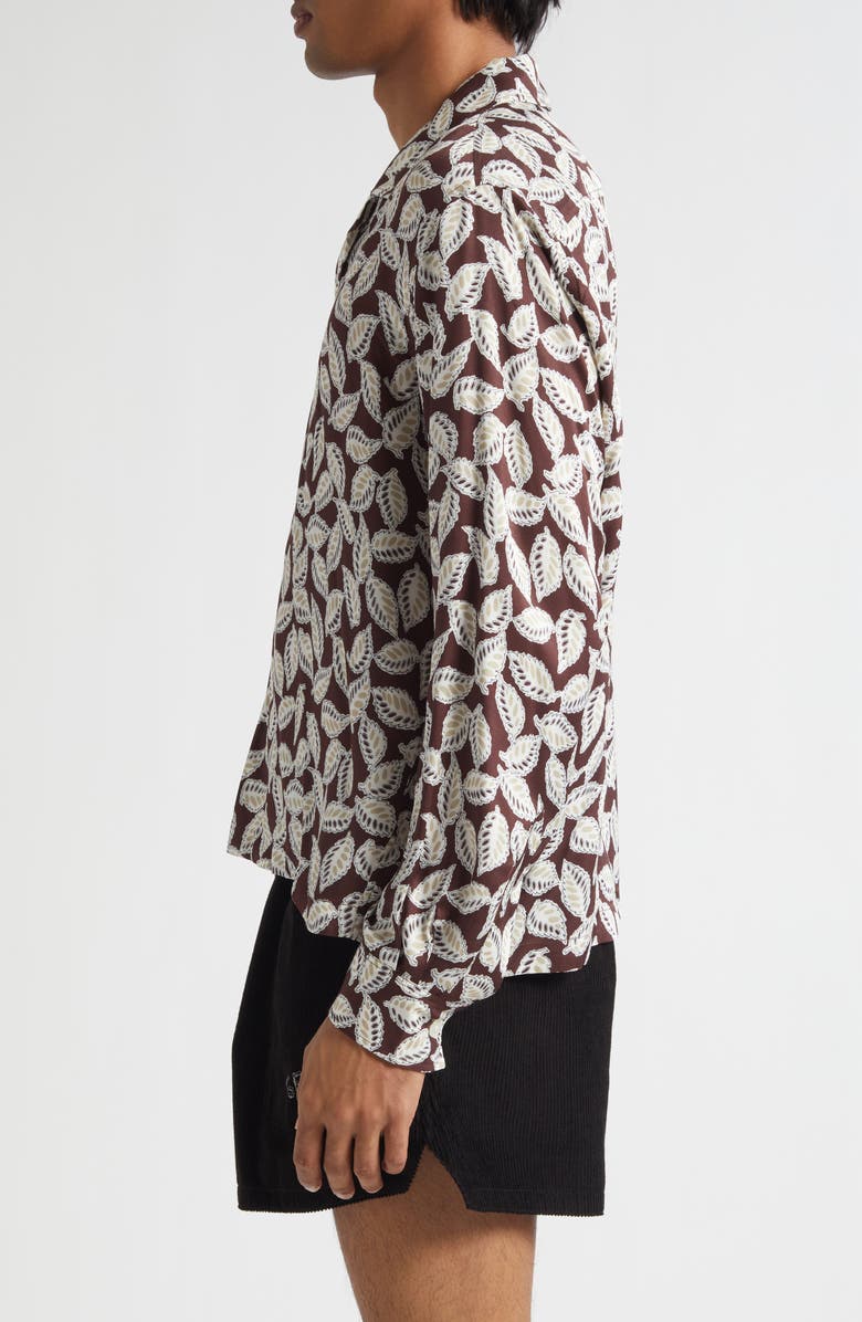 Bode Paper Birch Print Camp Shirt, Alternate, color, Brown White