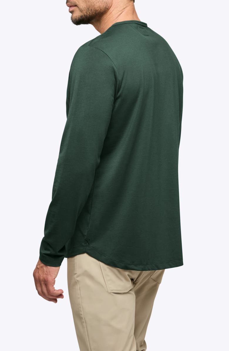 Cuts AO Curved Hem Long Sleeve Henley, Alternate, color, Hunter