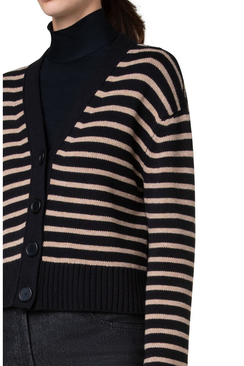 Stripe Wool & Cashmere Cardigan, Alternate, color, BLACK-CARAMEL