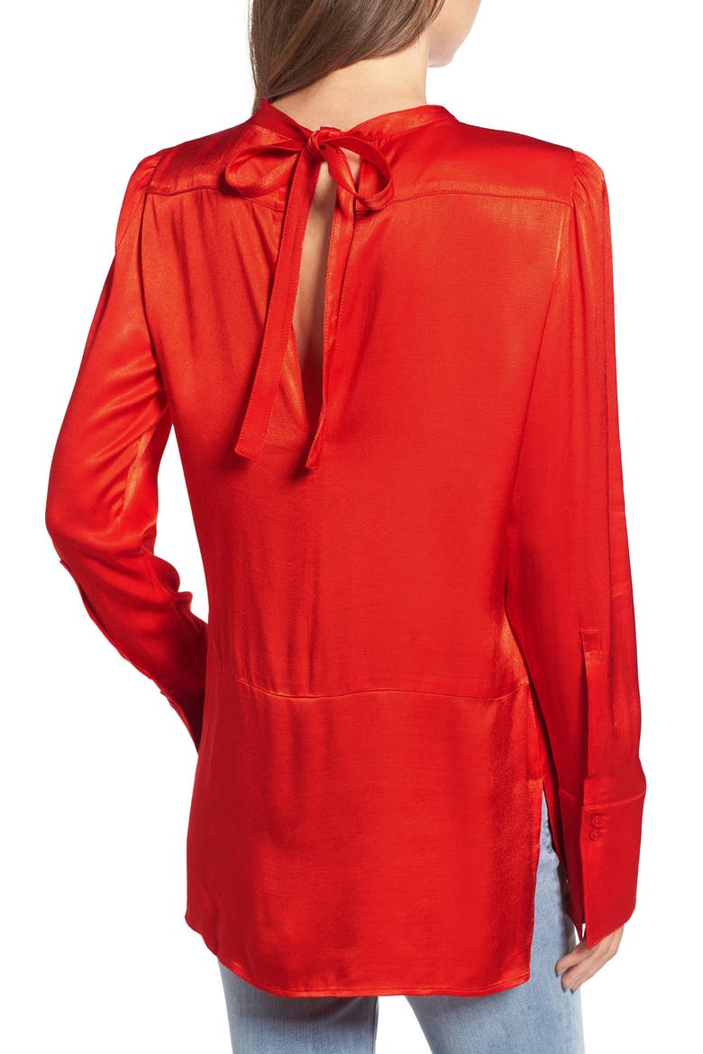 x Something Navy Satin Tunic, Alternate, color, RED FIERY