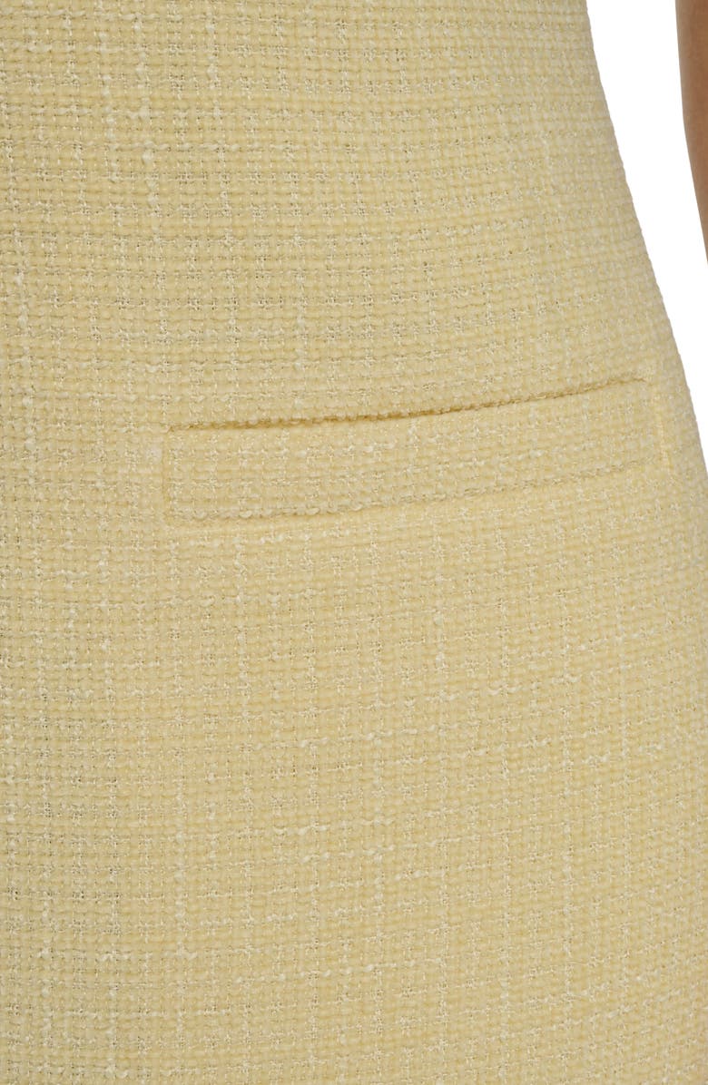 Eliza J Fringe Detail Tweed A-Line Dress, Alternate, color, Butter