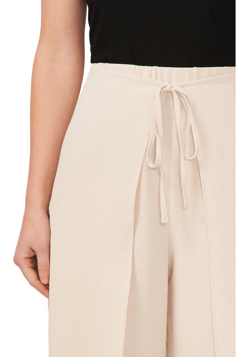 Tie Front Overlay Wide Leg Pants, Alternate, color, RAINY DAY BEIGE