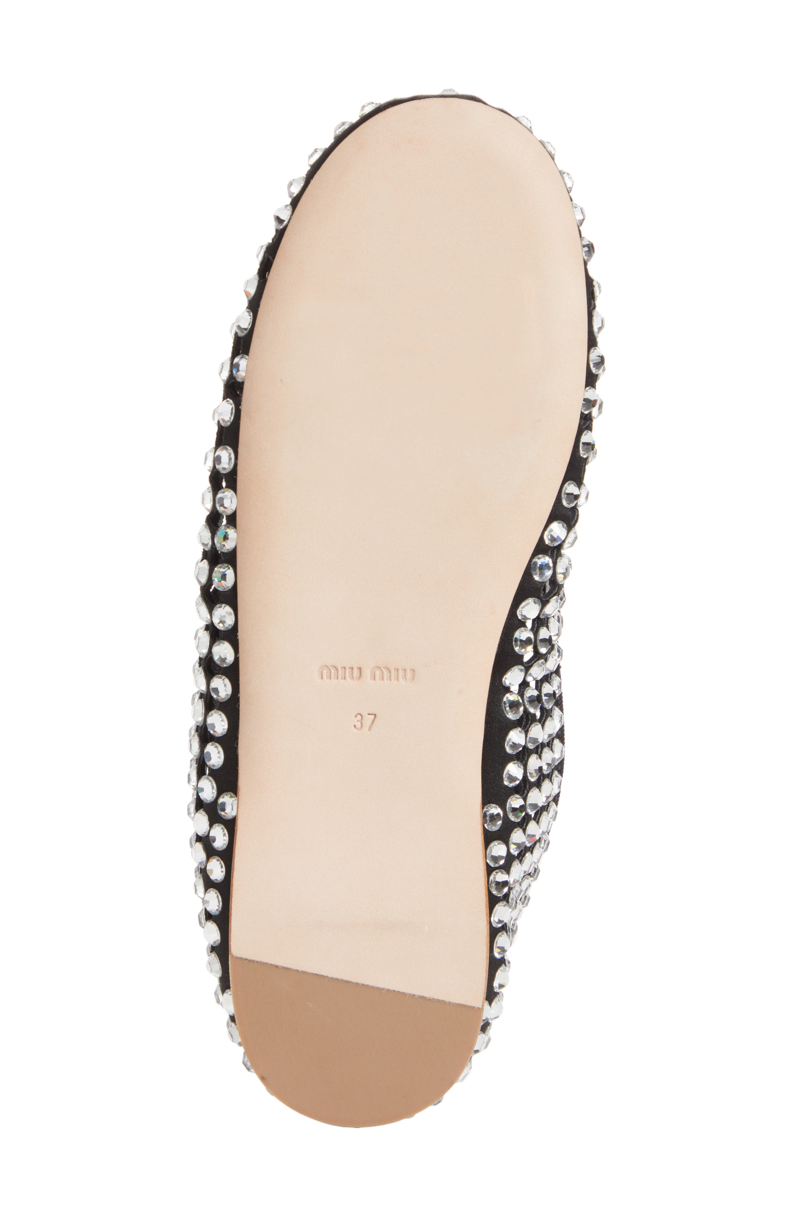 Miu Miu Crystal Embellished Fishnet Mary Jane Ballet Flat, Alternate, color, 