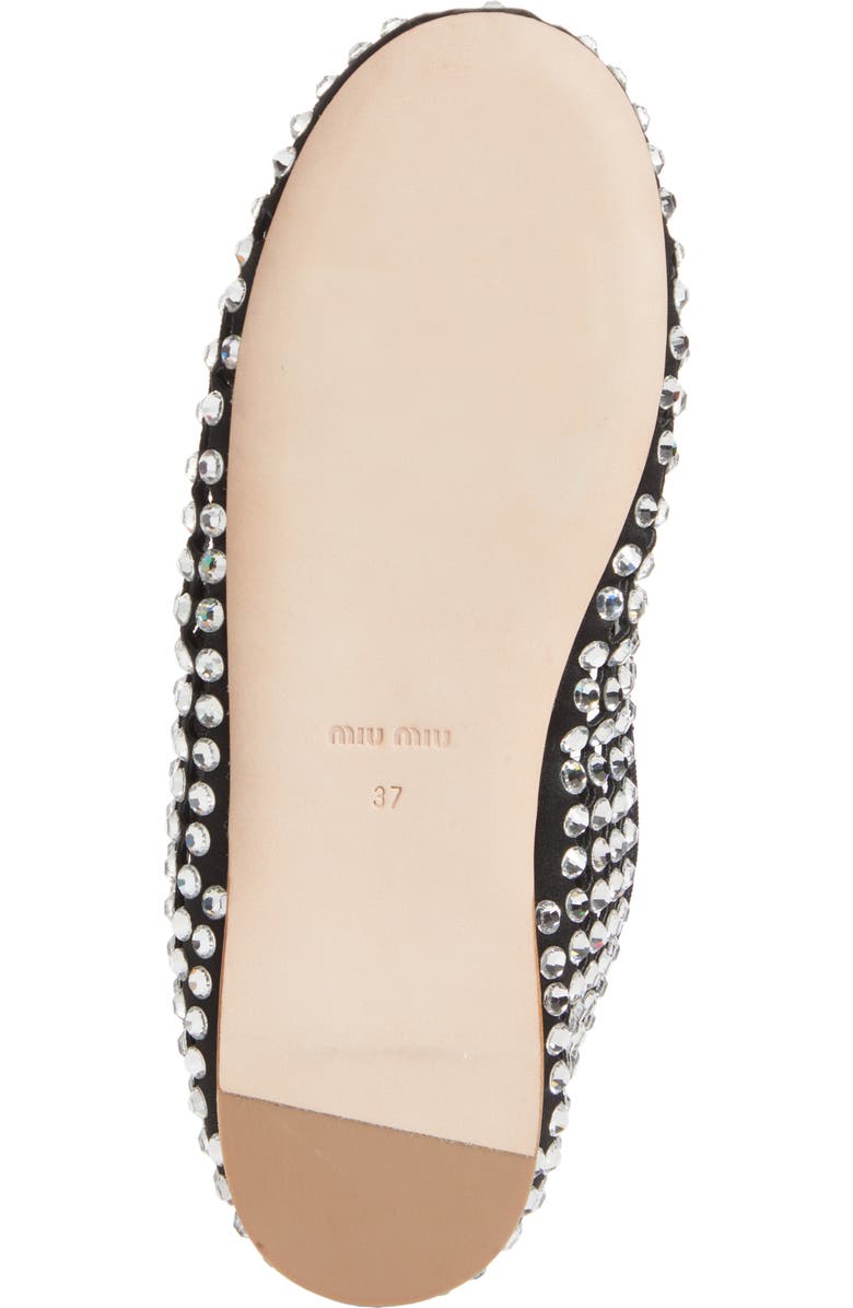 Miu Miu Crystal Embellished Fishnet Mary Jane Ballet Flat, Alternate, color,