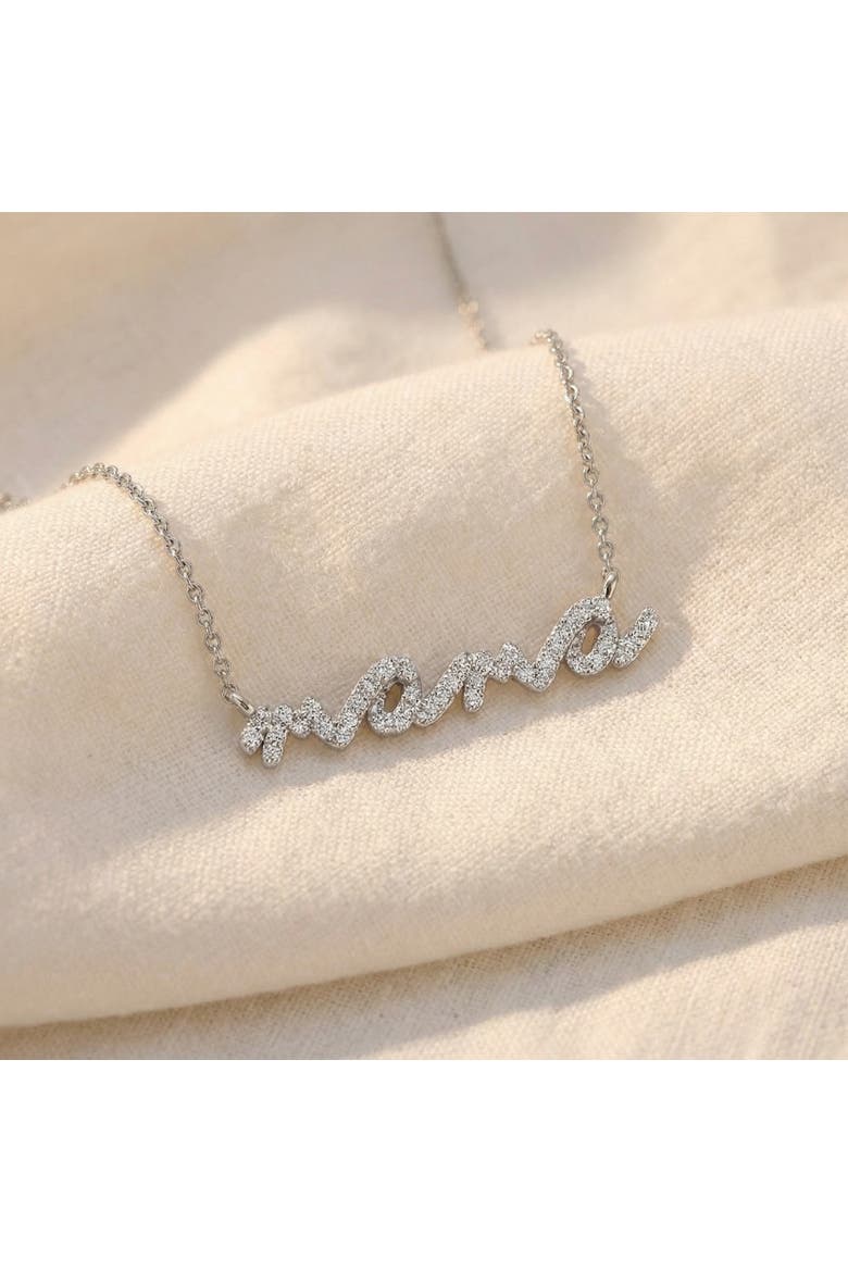 Diamond Script Mama Pendant Gold Necklace 1 1/2" Wide Lab Grown, Alternate, color, 10k Yellow Gold
