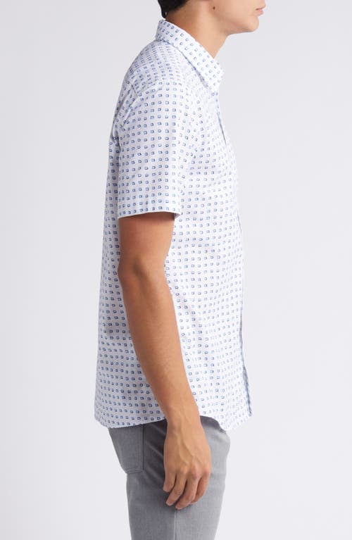 Hugo Boss Boss Roan Geo Print Short Sleeve Button-up Shirt In White