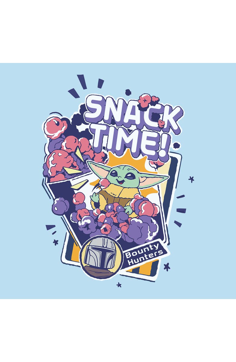 Star Wars: The Mandalorian and Grogu Men's Star Wars The Mandalorian and Grogu The Child Happy Snack Time  Graphic T-Shirt, Alternate, color, Light Blue