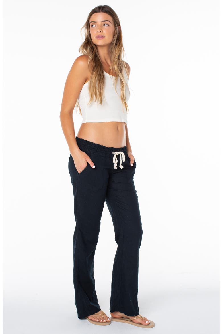 Oceanside Linen Blend Drawstring Pants, Alternate, color, ANTHRACITE