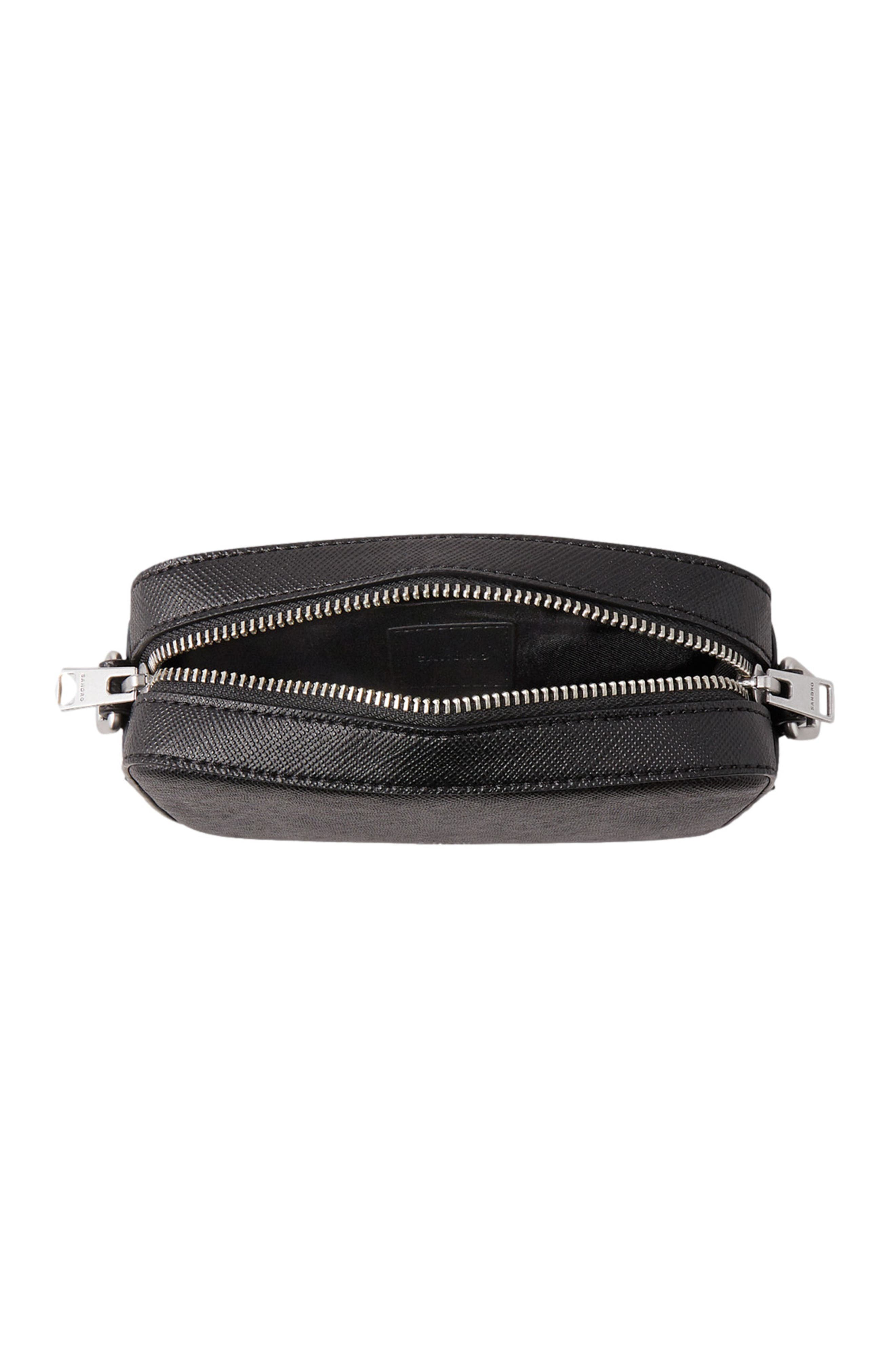 SANDRO Small reconstituted leather bag, Alternate, color, Black
