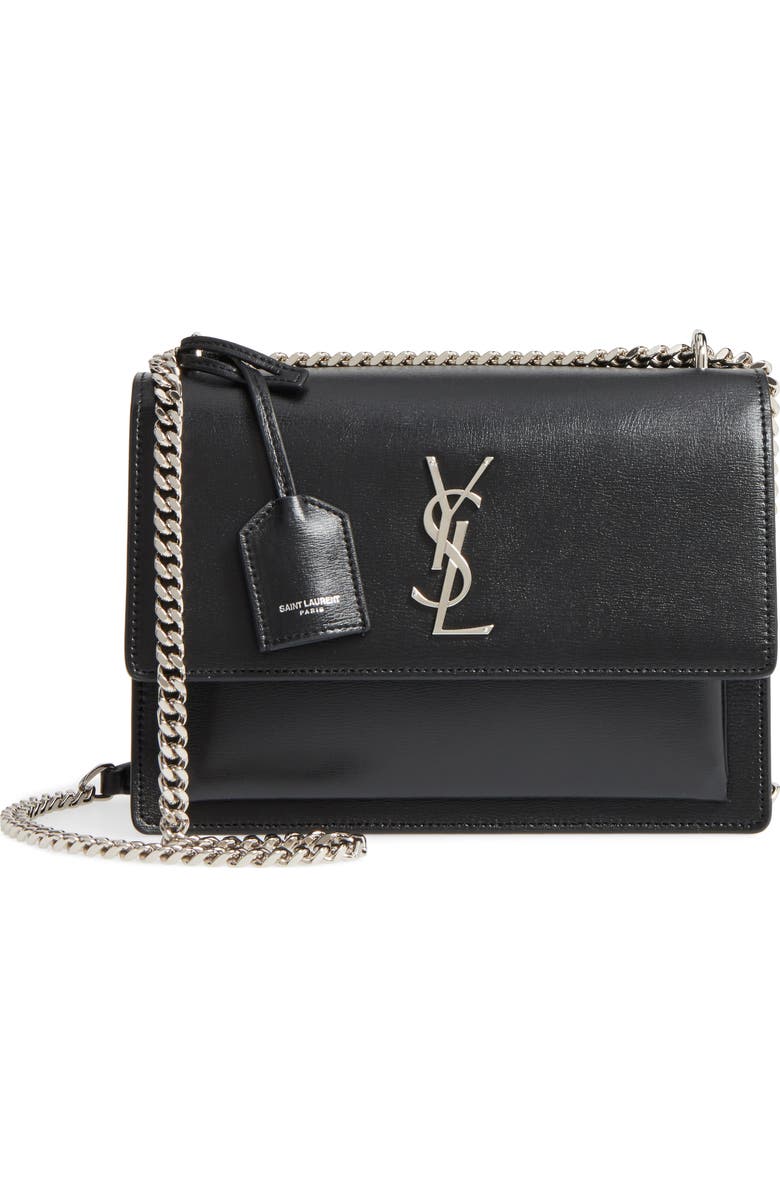 Saint Laurent Medium Sunset Calfskin Leather Shoulder Bag, Main, color,