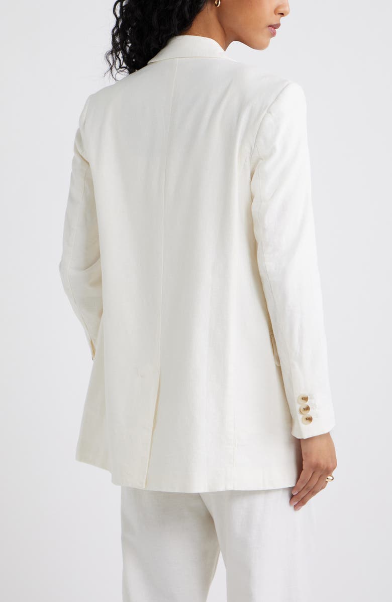 Open Edit Everyday Linen Blend Blazer, Alternate, color, White