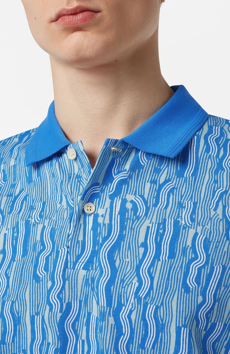 Scotch & Soda Regular Print Micro Print Cotton Polo, Alternate, color, Vuur Island Stripe