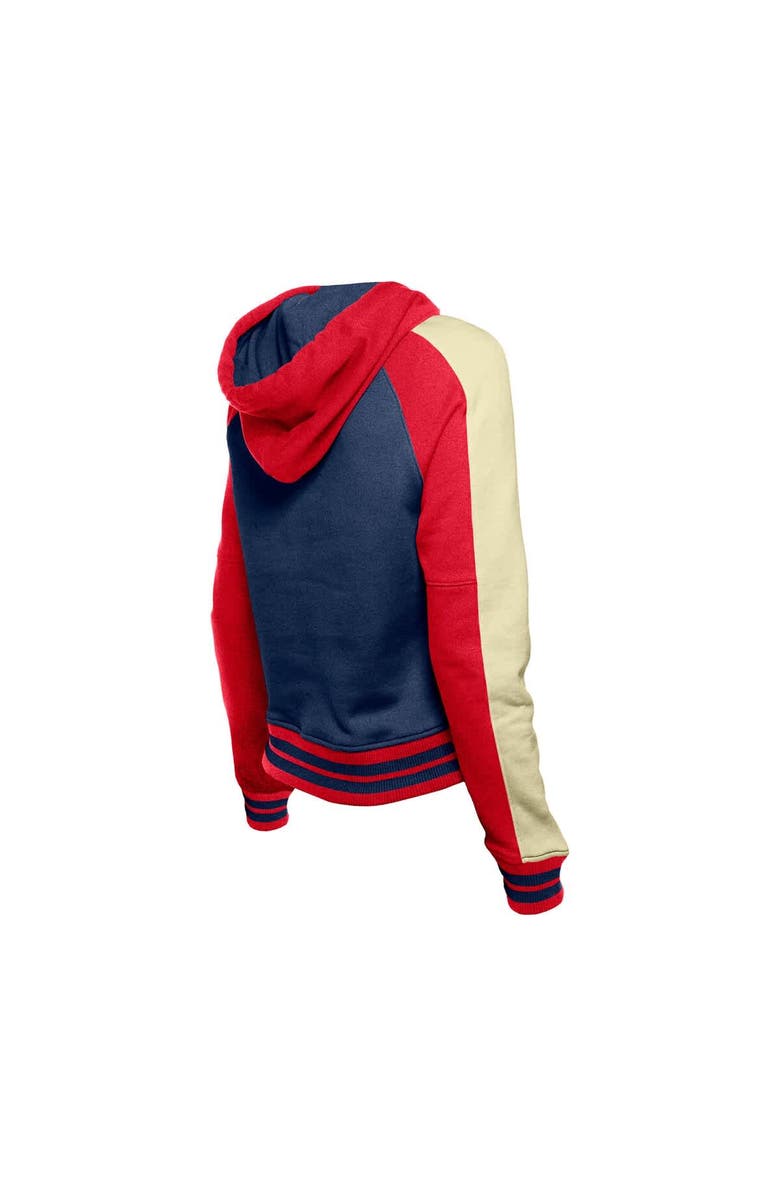 New Era Women's New Era  Navy Cleveland Guardians Cooperstown Collection Cropped Raglan Pullover Hoodie, Alternate, color, 