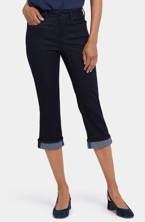 Nydj Marilyn Stripe Cuff Crop Straight Leg Jeans In Rinse
