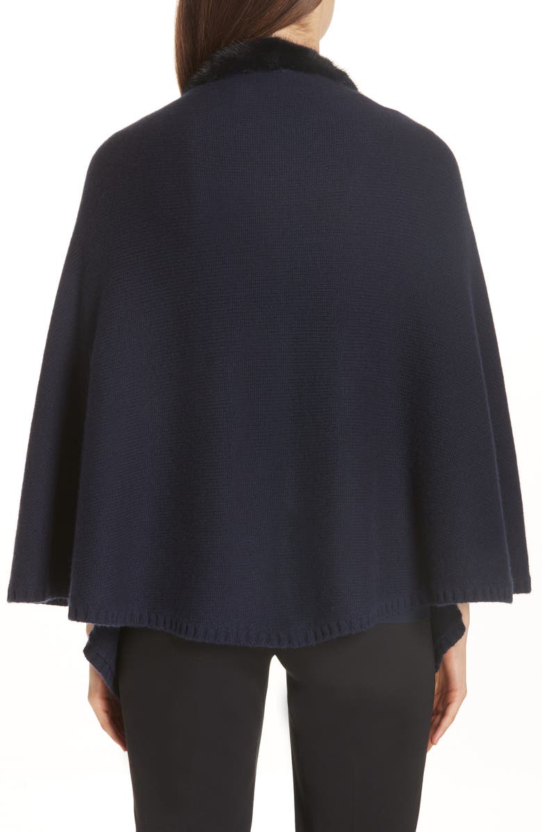 Max Mara Cashmere & Genuine Mink Fur Wrap, Alternate, color, 