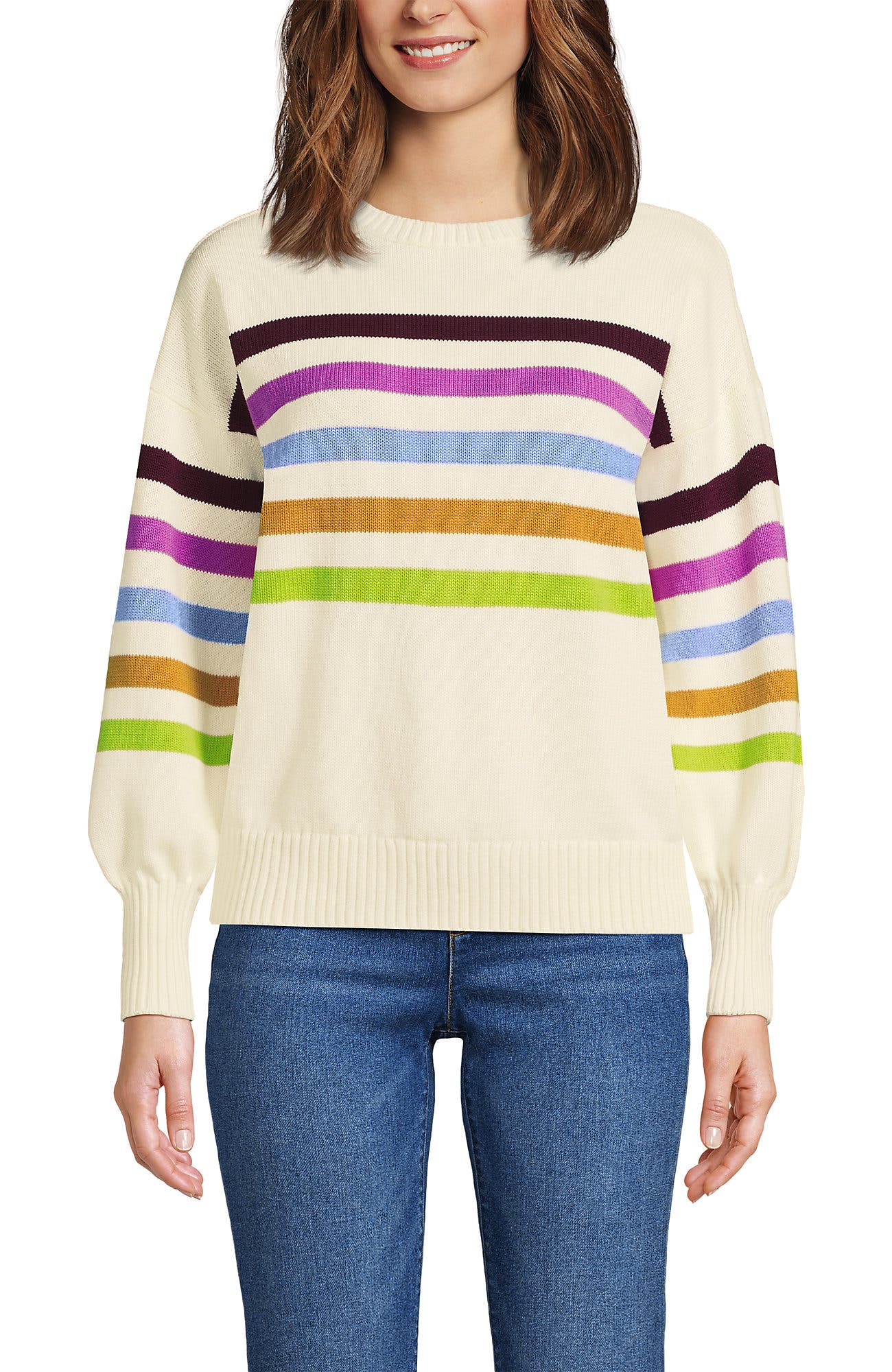 Ivory Placed Multi Stripe