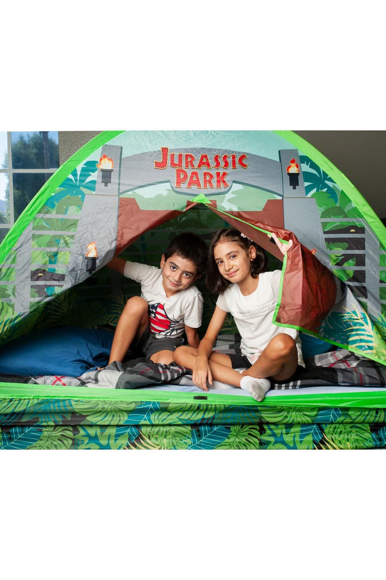 Jurassic Park Gates Indoor Bed Tent Pop-Up Canopy | 72 x 36 x 41 Inches, Alternate, color, Green