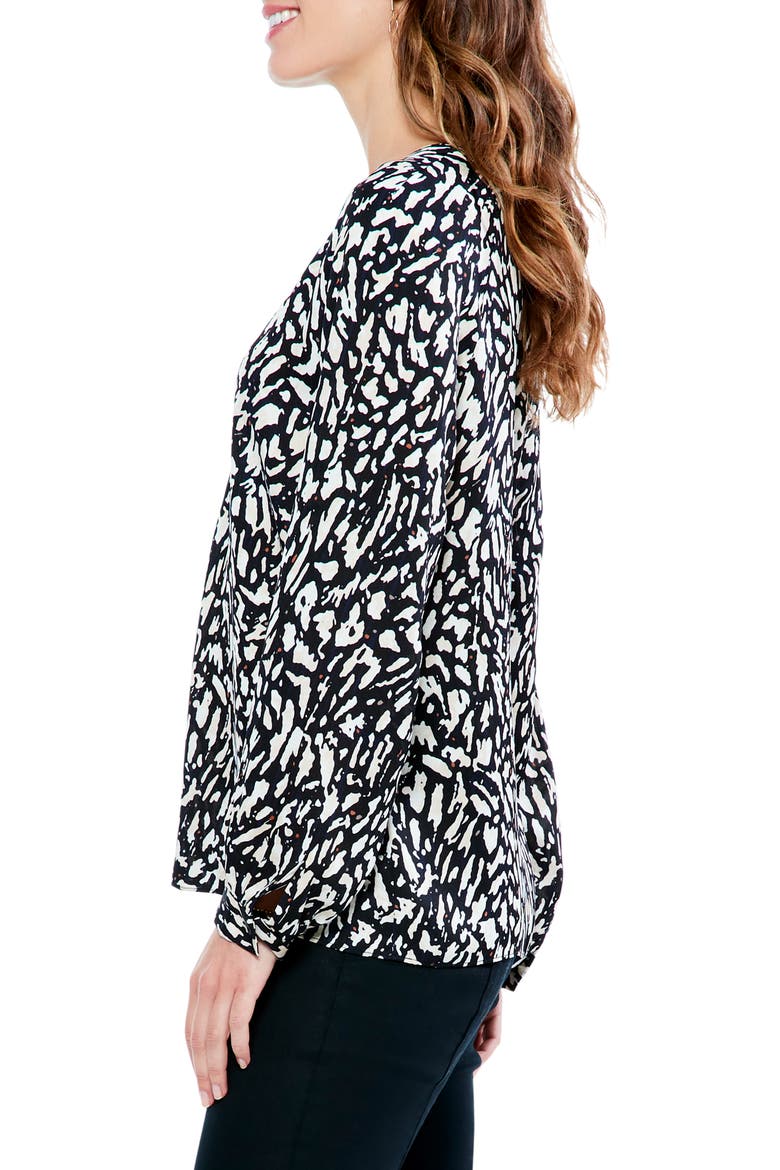 Textured Night V-Neck Top, Alternate, color, BLACK MULTI