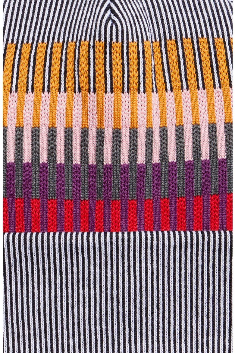 Vertical Stripe Wool Blend Beanie, Alternate, color, BLACK/ WHITE MULTI