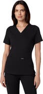 JAANUU Cesi Women's 2-Pocket Slim Knit V-Neck Scrub Top