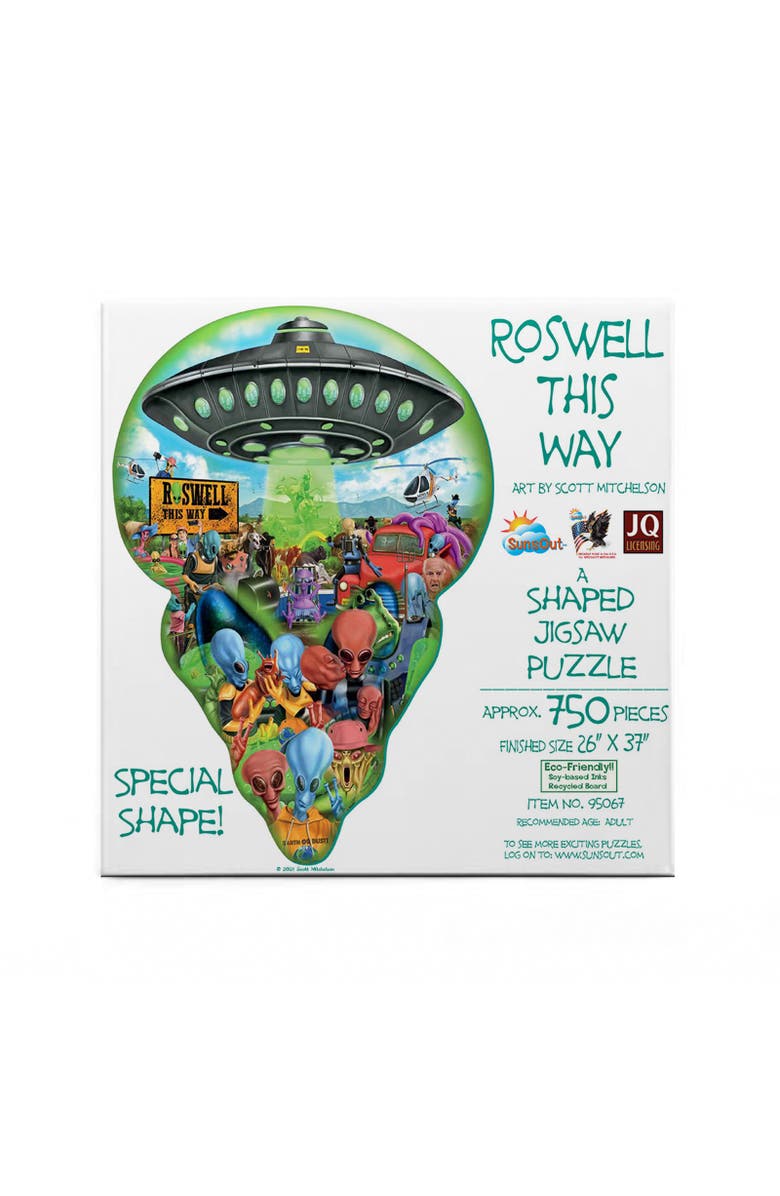 Sunsout Roswell This Way 750 piece Jigsaw Puzzle for Adults Special Shape, Alternate, color, Multicolor