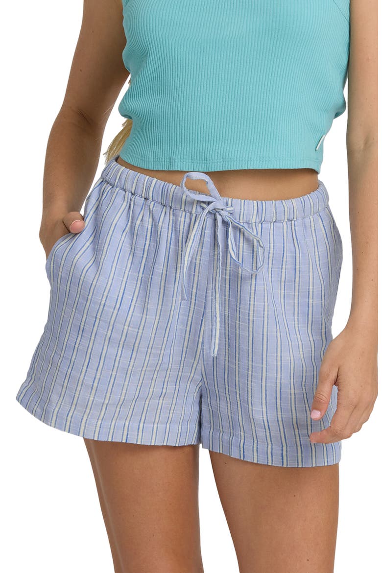 Wanderer Print Drawstring Shorts, Main, color, TWILIGHT BLUE
