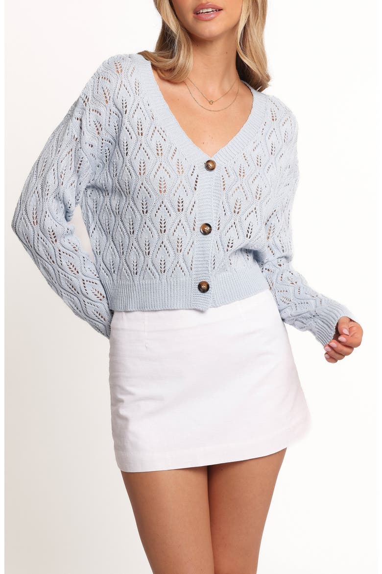 Ellen Openwork Cardigan, Main, color, PALE BLUE