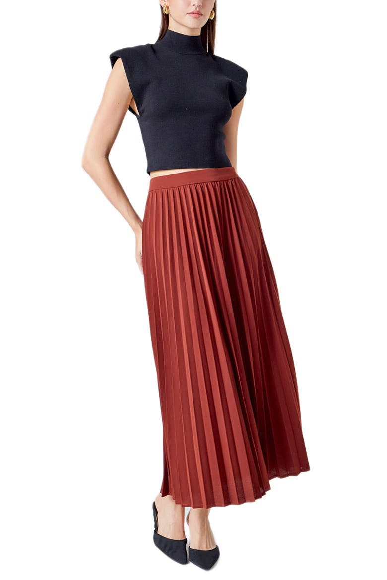 Pleated Maxi Skirt, Alternate, color, MOCHA MOUSSE