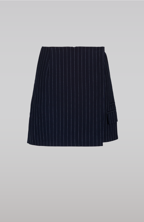 Navy Pinstripe Skirt
