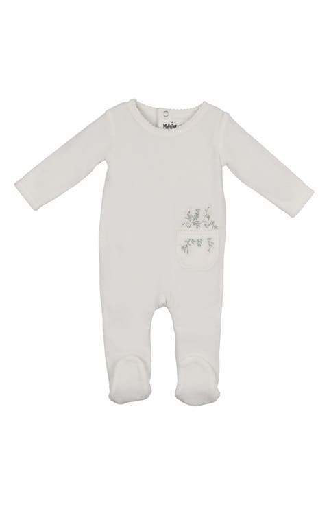 Velour Pocket Cotton Blend Footie (Baby)