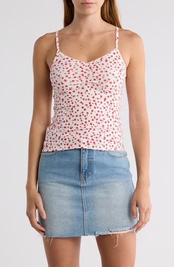 Abound Ruched Front Cami In Ivory- Red Mina Floral