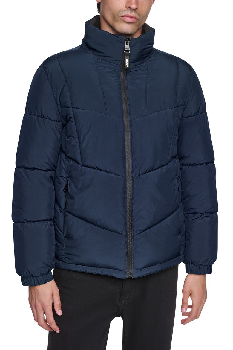Stretch Puffer Jacket, Main, color, NAVY