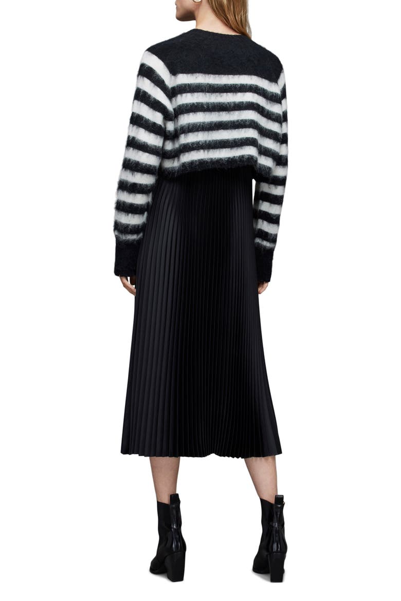 Josie Two-Piece Crop Sweater & Midi Dress, Alternate, color, BLACK/ CREAM