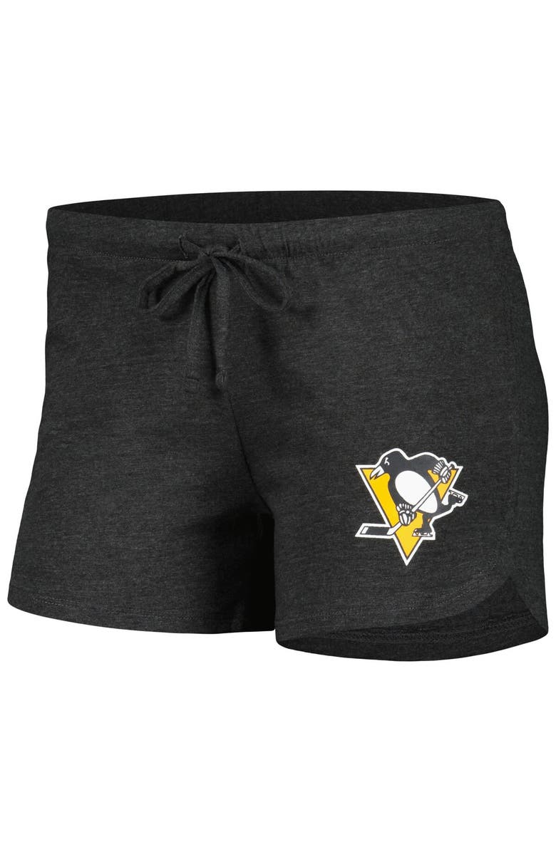 CONCEPTS SPORT Women's Concepts Sport Black/Gold Pittsburgh Penguins Meter Knit Long Sleeve Raglan Top & Shorts Sleep Set, Alternate, color,