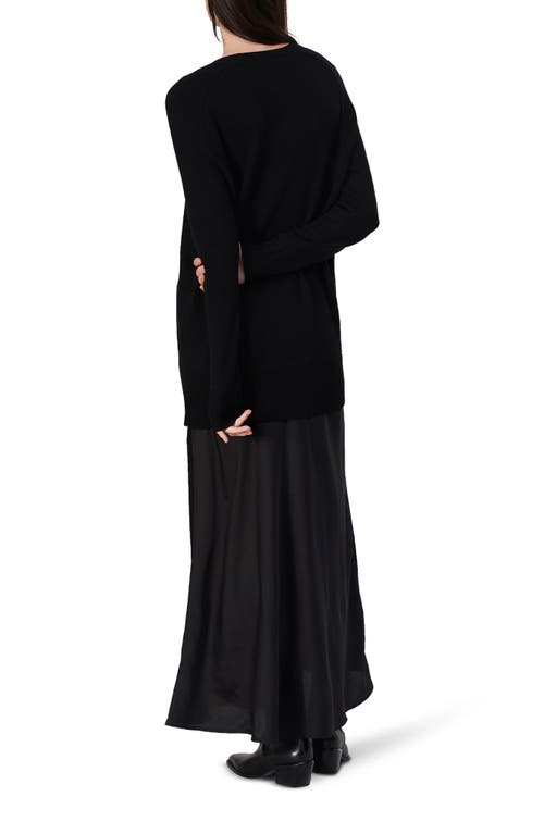 Rag & Bone Millie Long Sleeve Mixed Media Wool Blend Sweater Dress In Black
