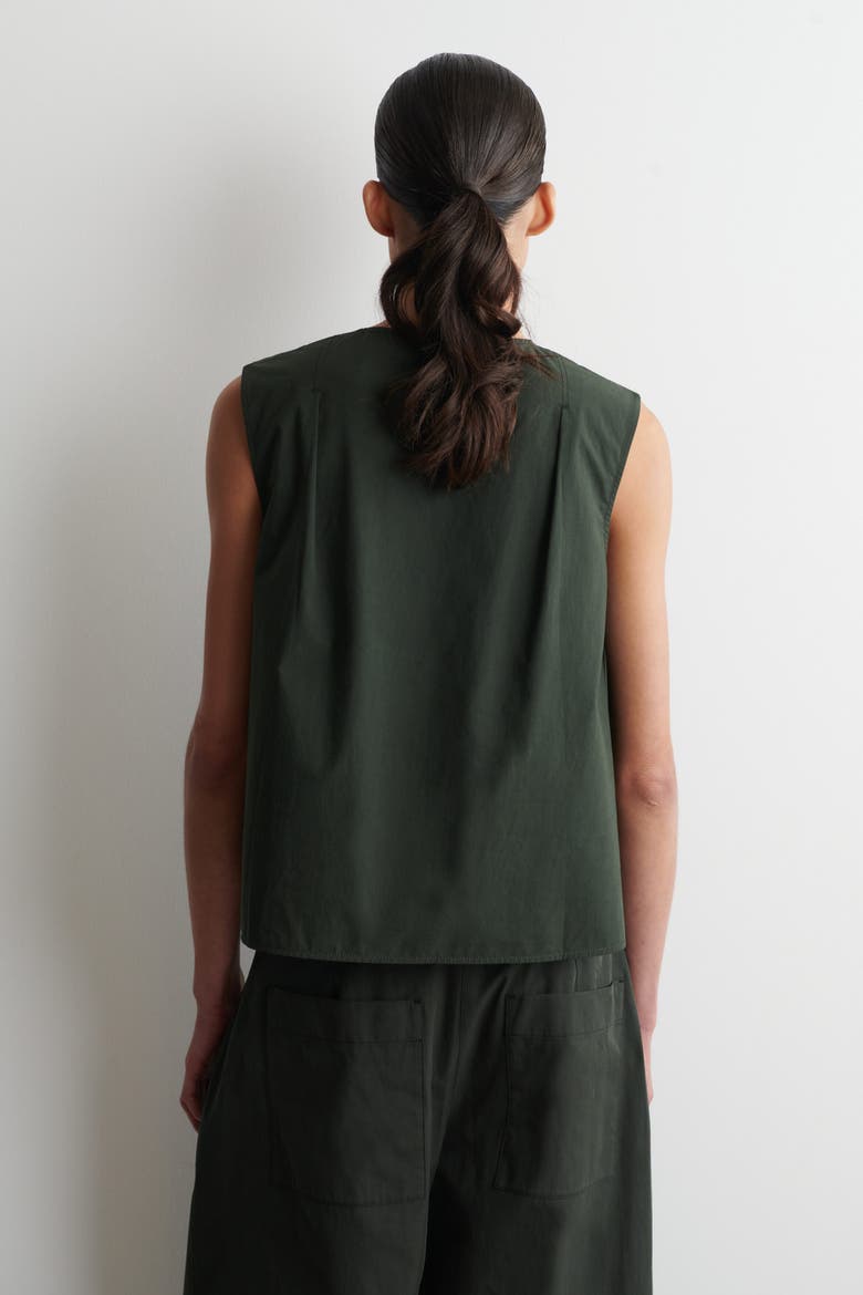 Pleated Sleeveless Top, Alternate, color, DARK GREEN